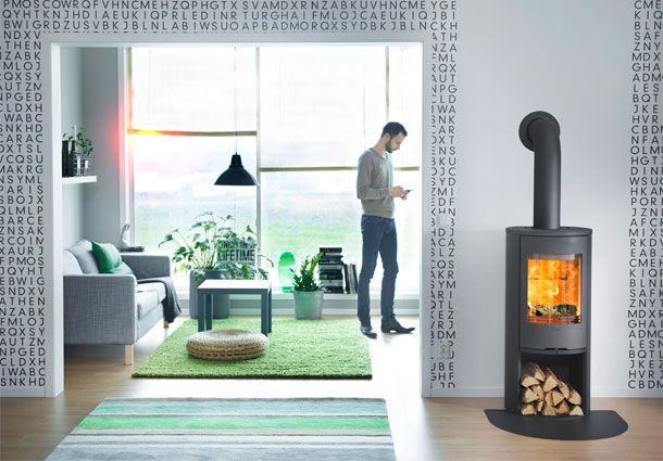 Contura 510 Style in schwarz mit Gusstopplatte und mit Holzfachtür